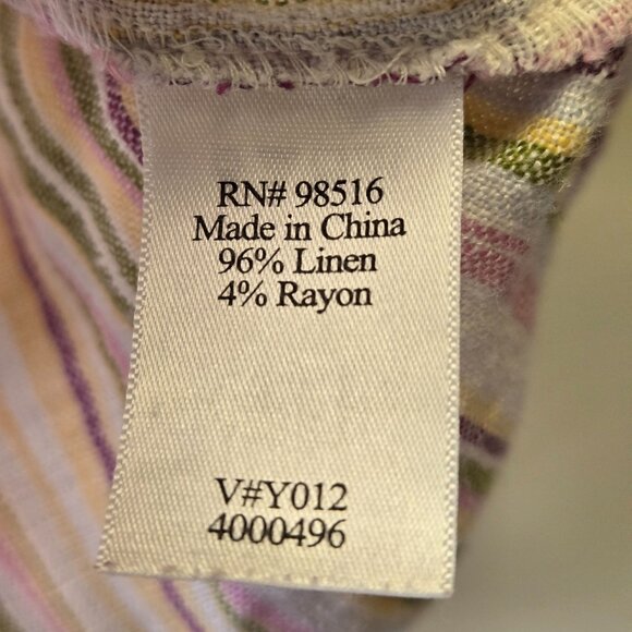 Coldwater Creek Beachy Coastal Grandma Striped Linen Blend Button-Up Shirt - M ( - Picture 8 of 11